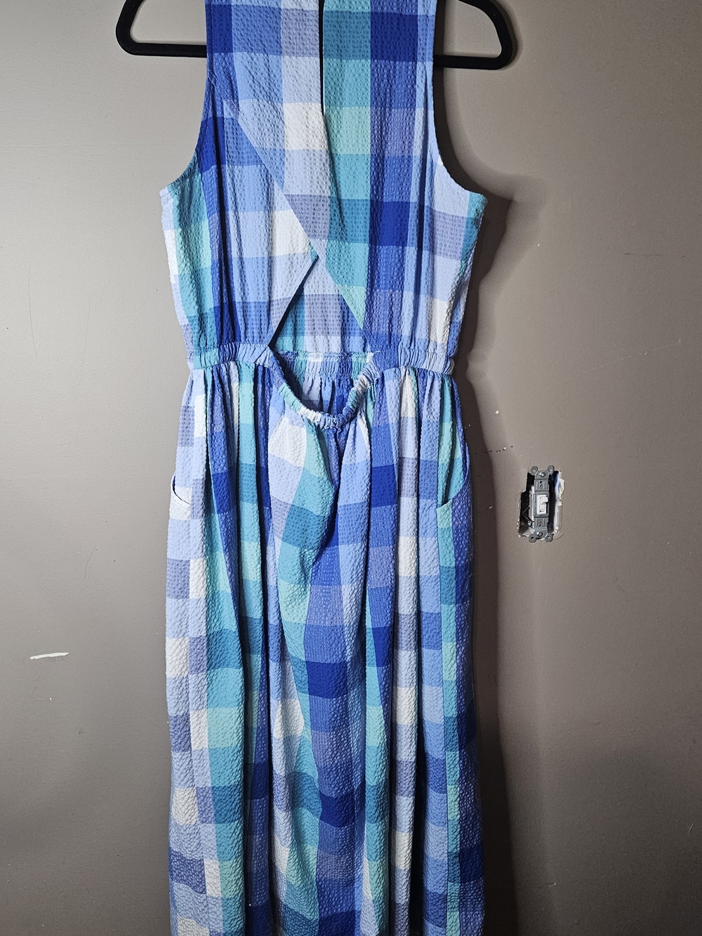 LOFT Blue & Teal Plaid Sleeveless Dress - Picture 2 of 5